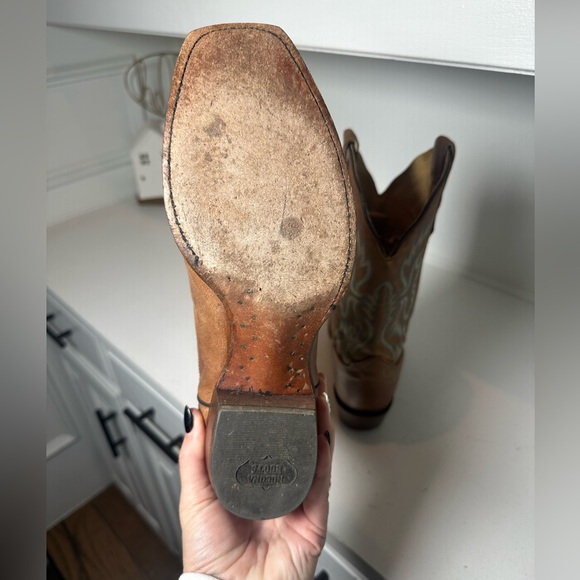 Nocona Women’s 9.5B Brown Western Cowboy Boots Vintage Leather Classic Stitching - Picture 7 of 8